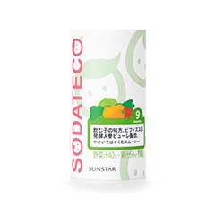 ブロッコリー・にんじん・ほうれん草・かぼちゃ・キャベツ・りんごの栄養が入ったサンスター「SODATECO」